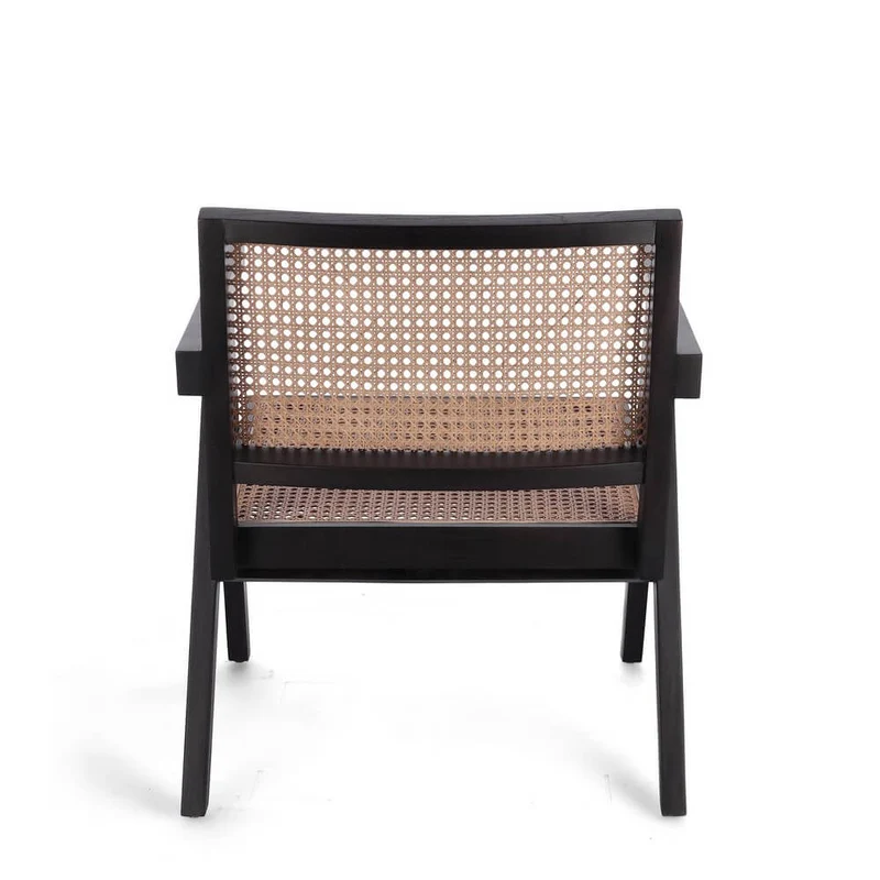Poltrona Lounge in Legno di Teak con Schienale in Rattan - ELOISE