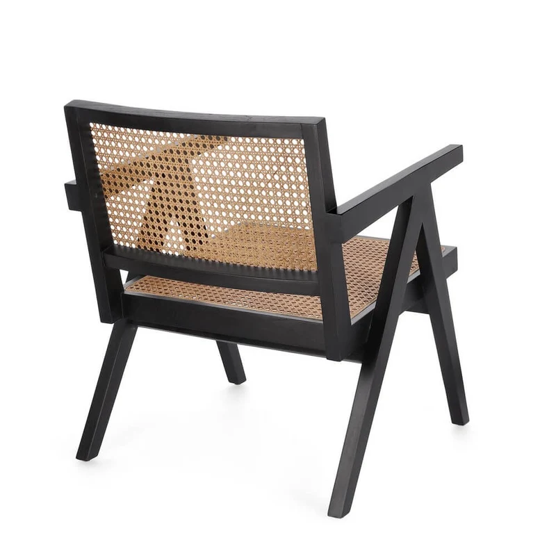 Poltrona Lounge in Legno di Teak con Schienale in Rattan - ELOISE
