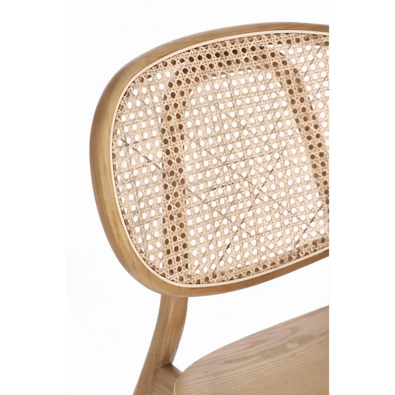 Sedia in Legno di Olmo con Schienale in Rattan Intrecciato - ELOISE