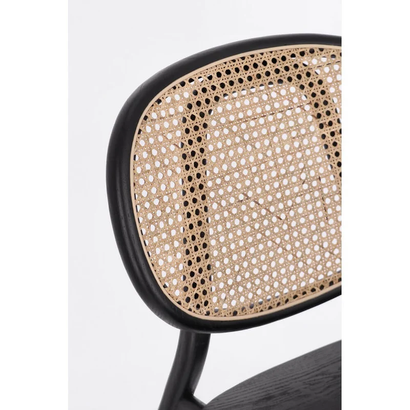 Sedia in Legno di Olmo con Schienale in Rattan Intrecciato - ELOISE