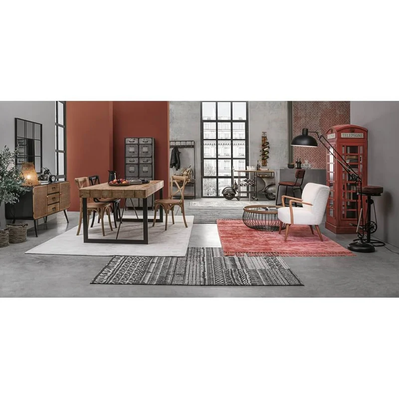 Sedia in Legno di Olmo con Seduta in Rattan Naturale - CROSS