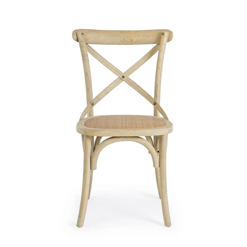 Sedia in Legno di Olmo con Seduta in Rattan Naturale - CROSS