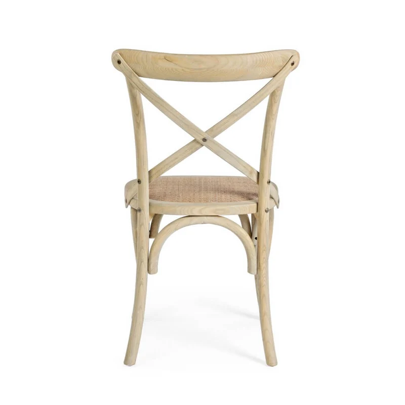 Sedia in Legno di Olmo con Seduta in Rattan Naturale - CROSS