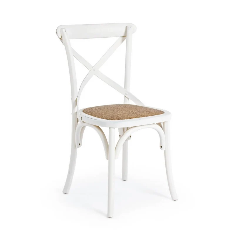 Sedia in Legno di Olmo con Seduta in Rattan Naturale - CROSS