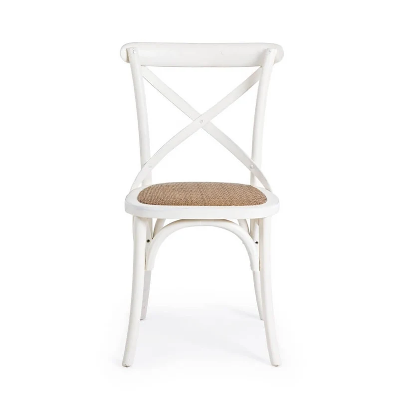 Sedia in Legno di Olmo con Seduta in Rattan Naturale - CROSS