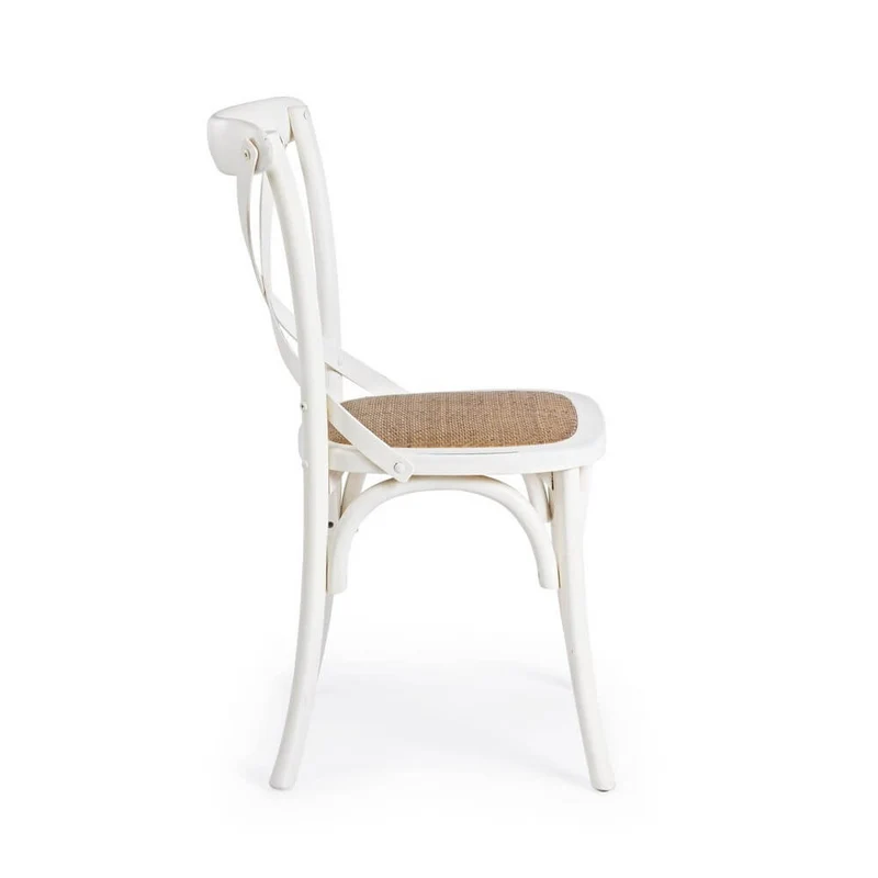 Sedia in Legno di Olmo con Seduta in Rattan Naturale - CROSS