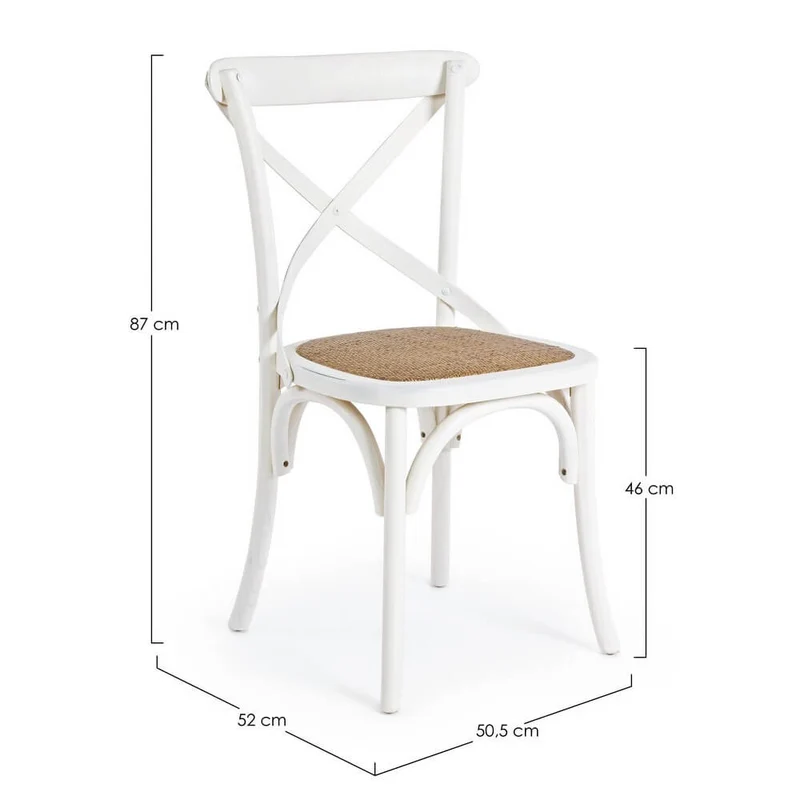 Sedia in Legno di Olmo con Seduta in Rattan Naturale - CROSS