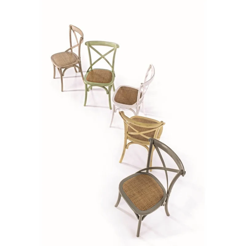 Sedia in Legno di Olmo con Seduta in Rattan Naturale - CROSS