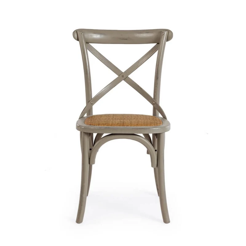 Sedia in Legno di Olmo con Seduta in Rattan Naturale - CROSS