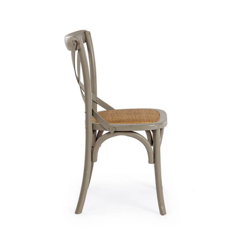 Sedia in Legno di Olmo con Seduta in Rattan Naturale - CROSS