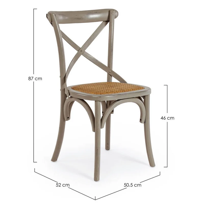 Sedia in Legno di Olmo con Seduta in Rattan Naturale - CROSS