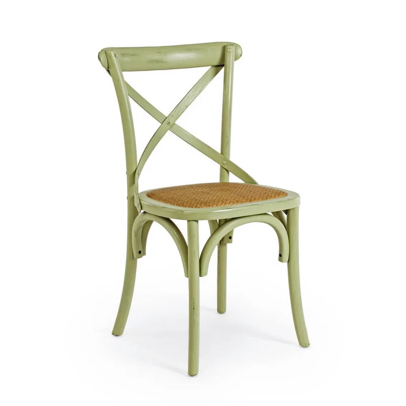Sedia in Legno di Olmo con Seduta in Rattan Naturale - CROSS