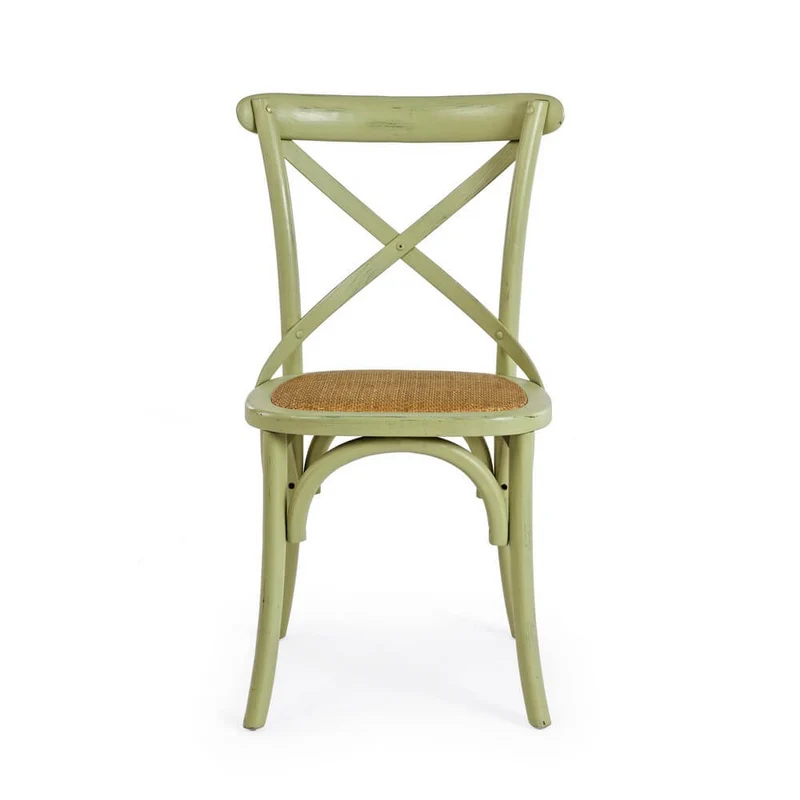 Sedia in Legno di Olmo con Seduta in Rattan Naturale - CROSS