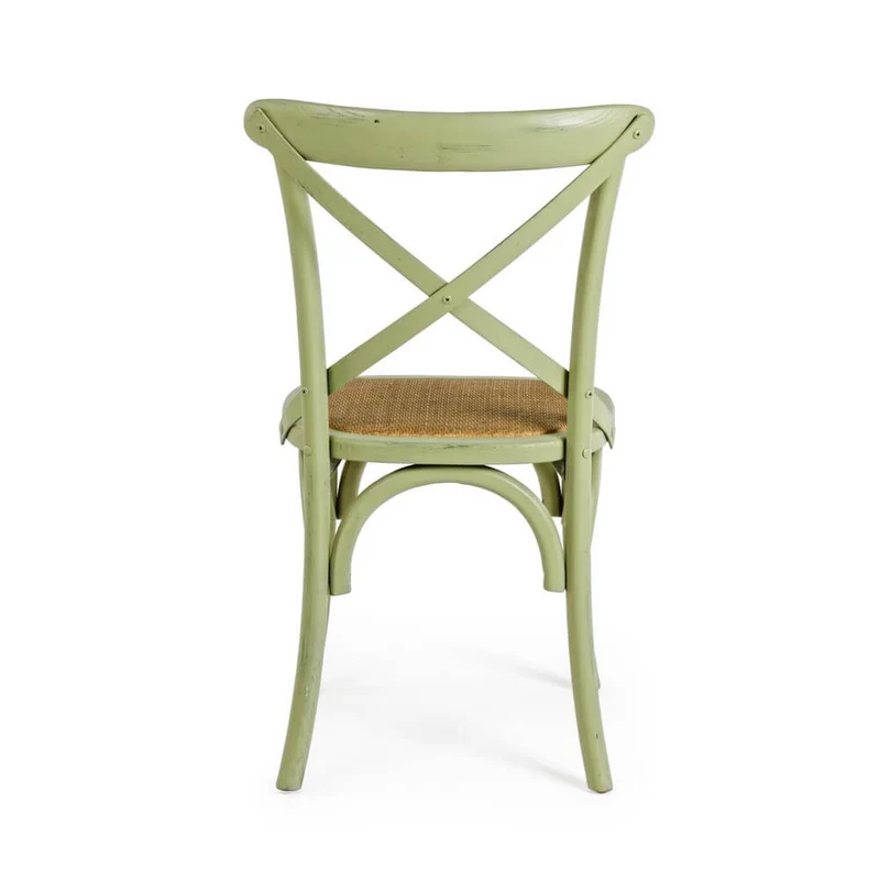 Sedia in Legno di Olmo con Seduta in Rattan Naturale - CROSS