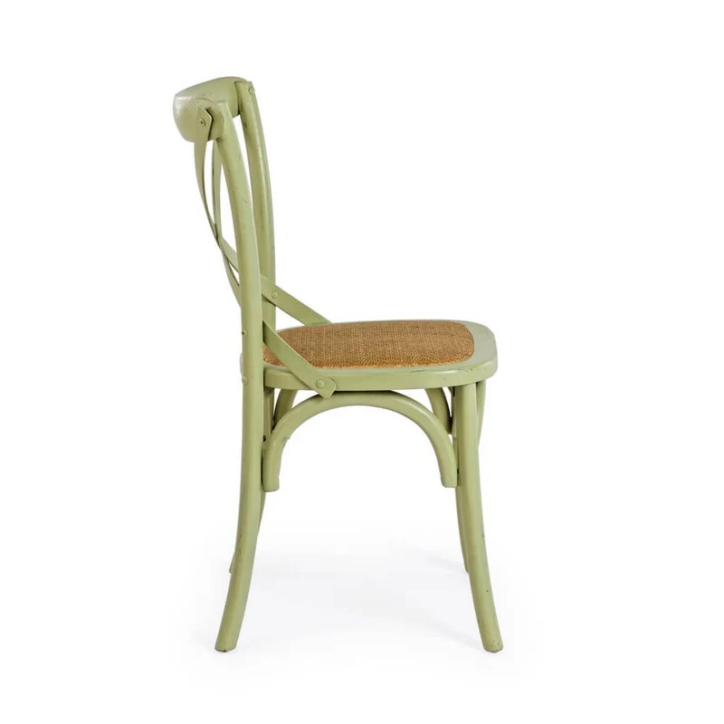 Sedia in Legno di Olmo con Seduta in Rattan Naturale - CROSS