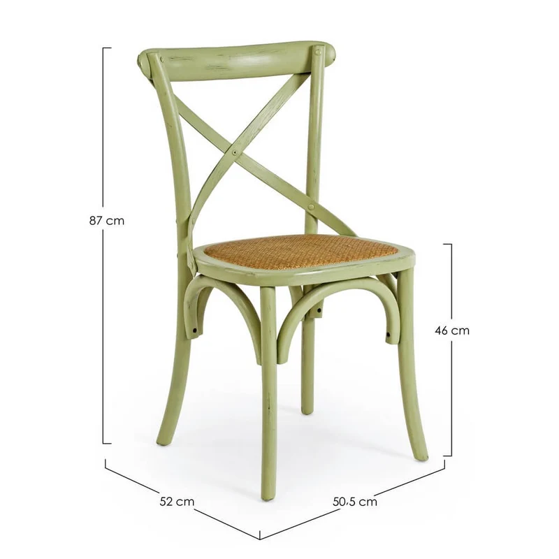 Sedia in Legno di Olmo con Seduta in Rattan Naturale - CROSS