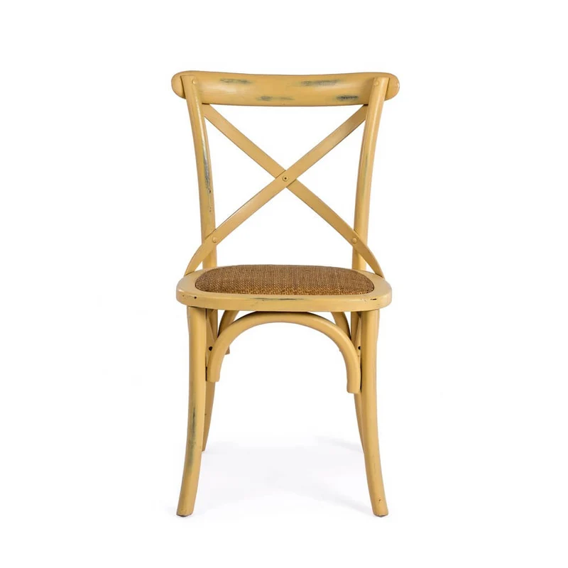 Sedia in Legno di Olmo con Seduta in Rattan Naturale - CROSS