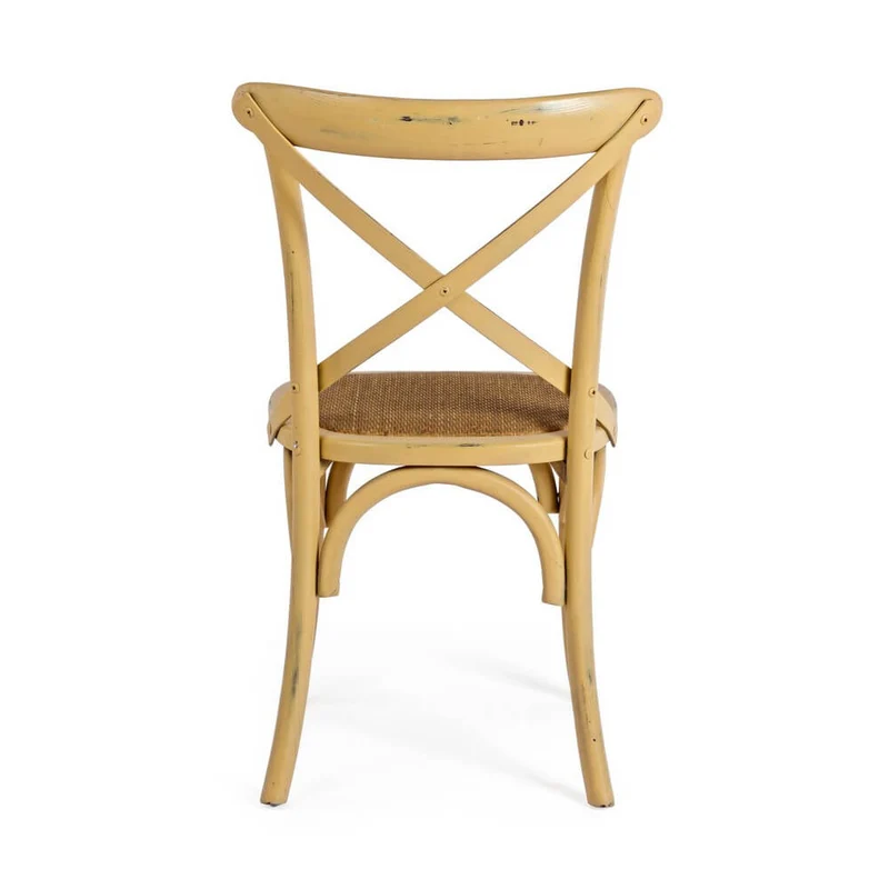Sedia in Legno di Olmo con Seduta in Rattan Naturale - CROSS