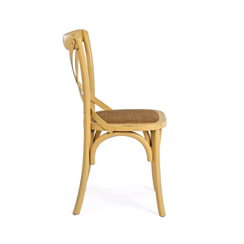 Sedia in Legno di Olmo con Seduta in Rattan Naturale - CROSS