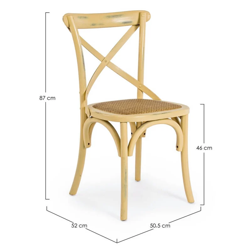Sedia in Legno di Olmo con Seduta in Rattan Naturale - CROSS