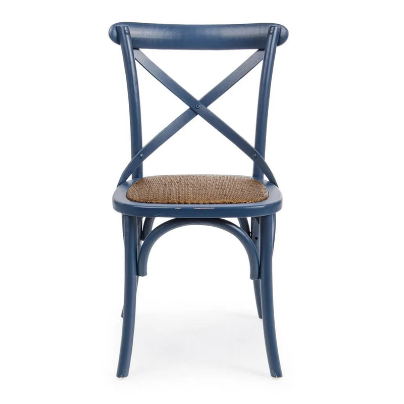 Sedia in Legno di Olmo con Seduta in Rattan Naturale - CROSS