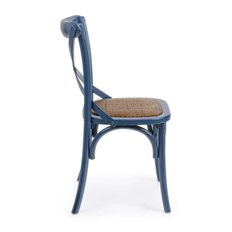 Sedia in Legno di Olmo con Seduta in Rattan Naturale - CROSS