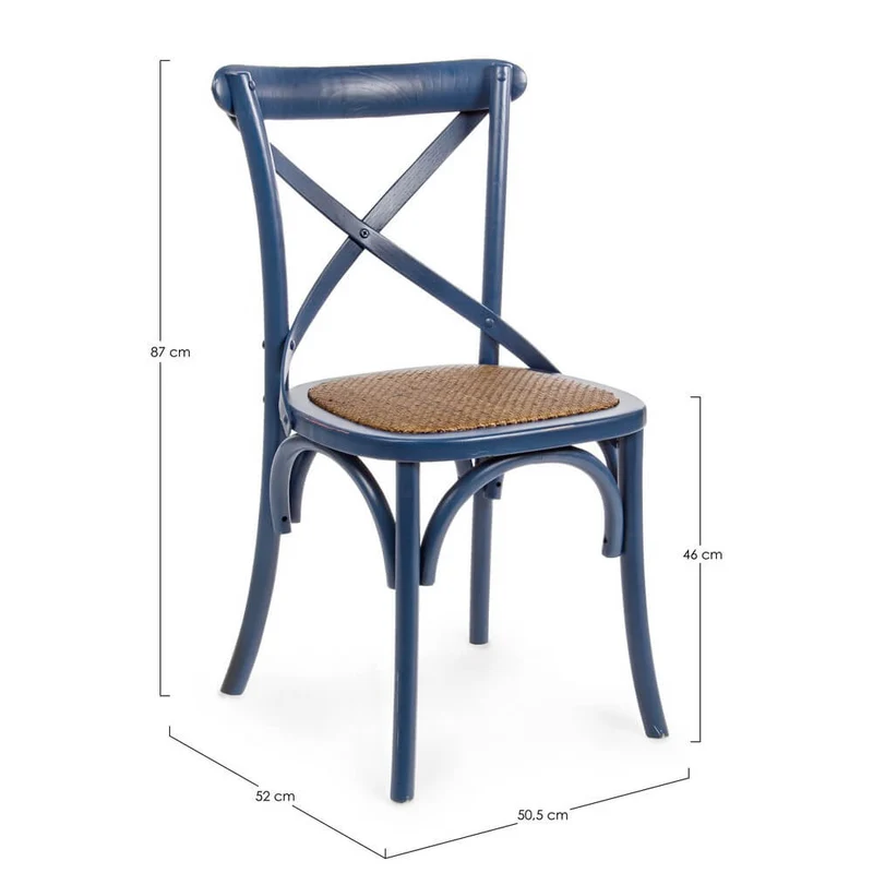 Sedia in Legno di Olmo con Seduta in Rattan Naturale - CROSS