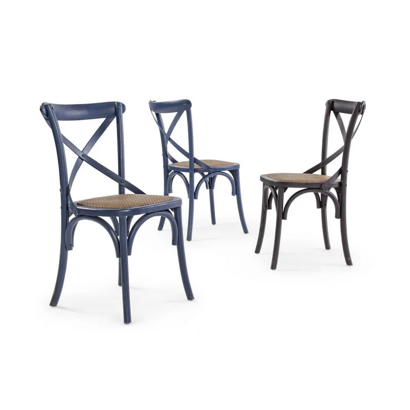 Sedia in Legno di Olmo con Seduta in Rattan Naturale - CROSS