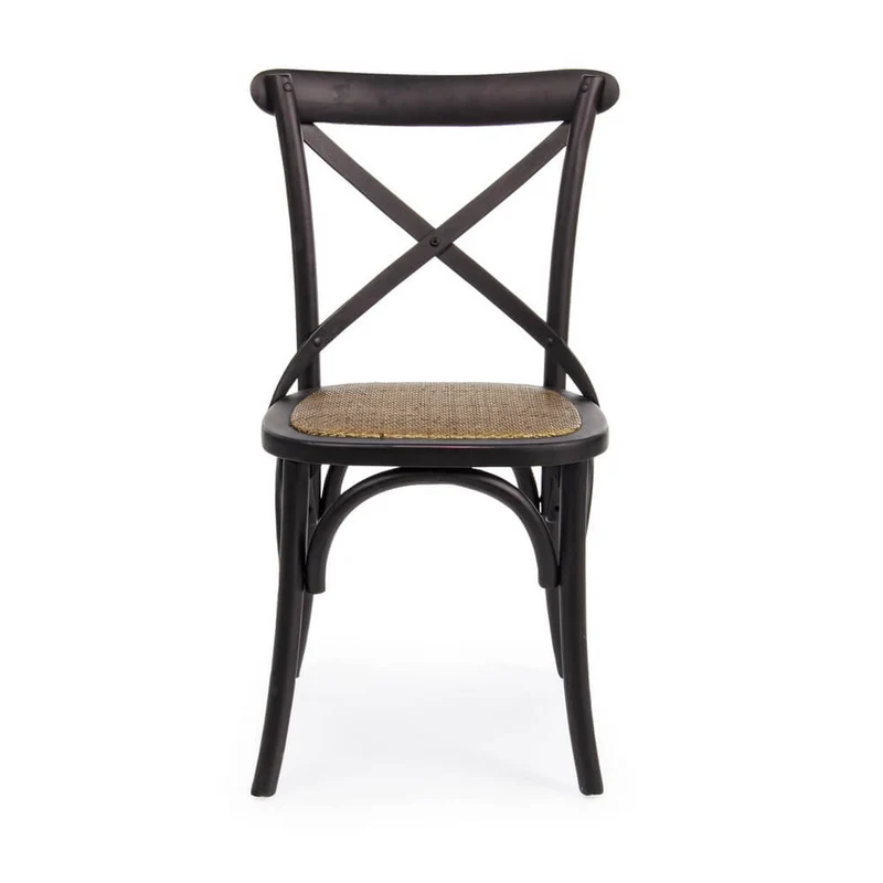 Sedia in Legno di Olmo con Seduta in Rattan Naturale - CROSS