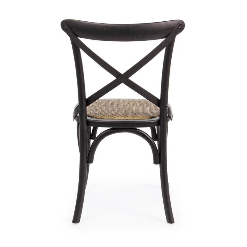 Sedia in Legno di Olmo con Seduta in Rattan Naturale - CROSS