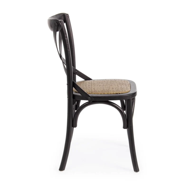 Sedia in Legno di Olmo con Seduta in Rattan Naturale - CROSS