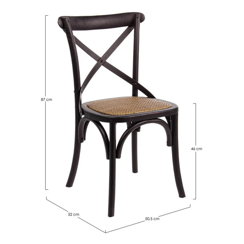 Sedia in Legno di Olmo con Seduta in Rattan Naturale - CROSS