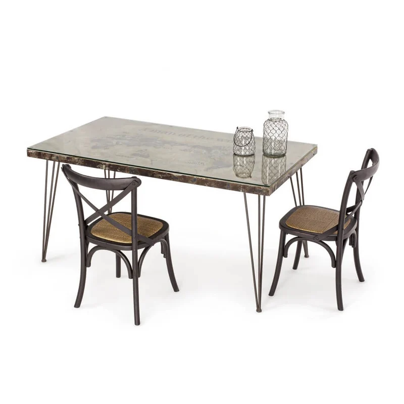 Sedia in Legno di Olmo con Seduta in Rattan Naturale - CROSS