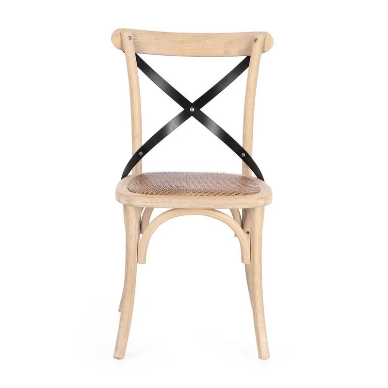 Sedia in Legno di Olmo con Seduta in Rattan Naturale - CROSS