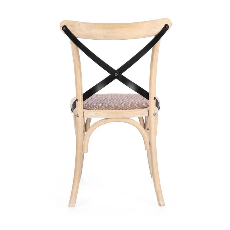 Sedia in Legno di Olmo con Seduta in Rattan Naturale - CROSS