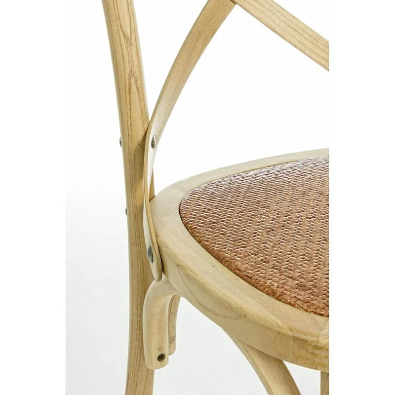 Sedia in Legno di Olmo con Seduta in Rattan Naturale - CROSS