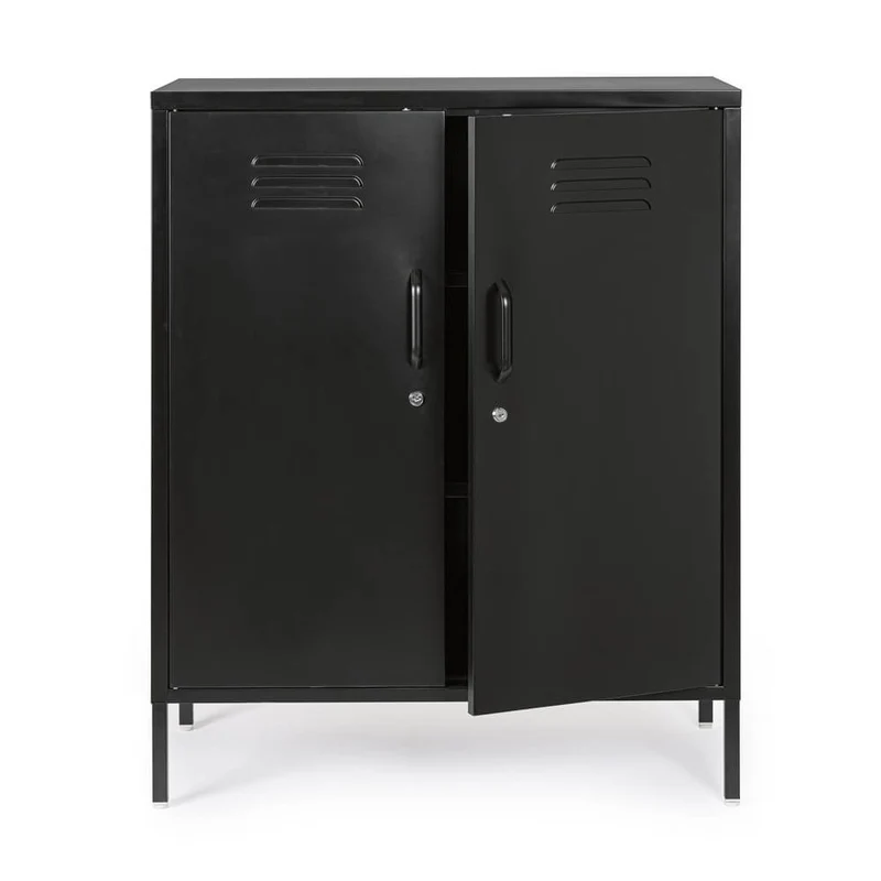 Credenza in Acciaio a 2 Ante Stile Industriale con Ripiani - CLIFTON