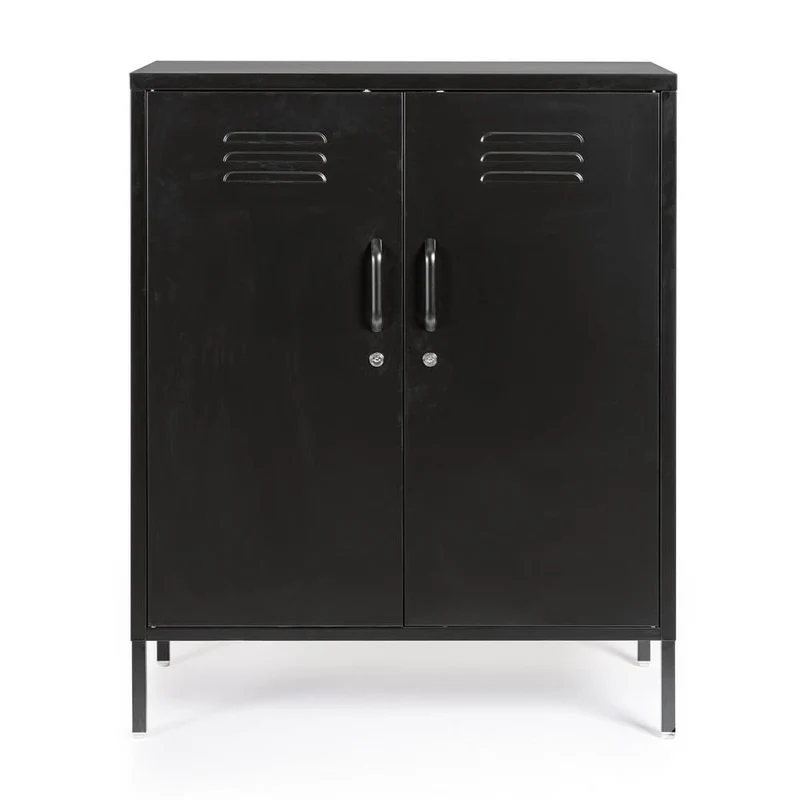 Credenza in Acciaio a 2 Ante Stile Industriale con Ripiani - CLIFTON