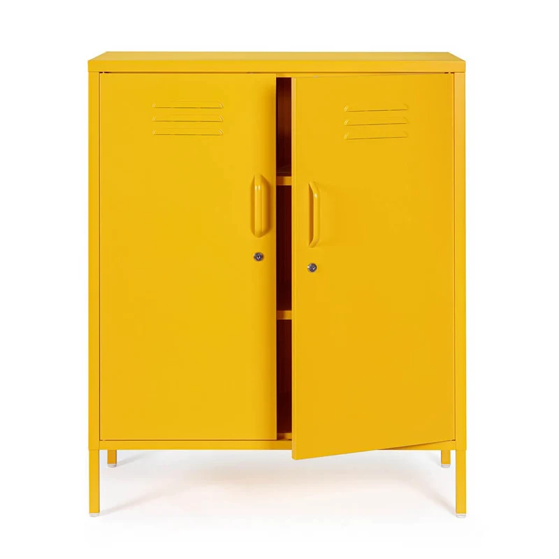 Credenza in Acciaio a 2 Ante Stile Industriale con Ripiani - CLIFTON