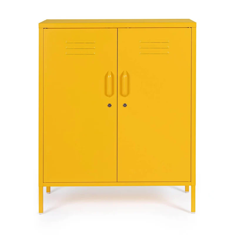 Credenza in Acciaio a 2 Ante Stile Industriale con Ripiani - CLIFTON