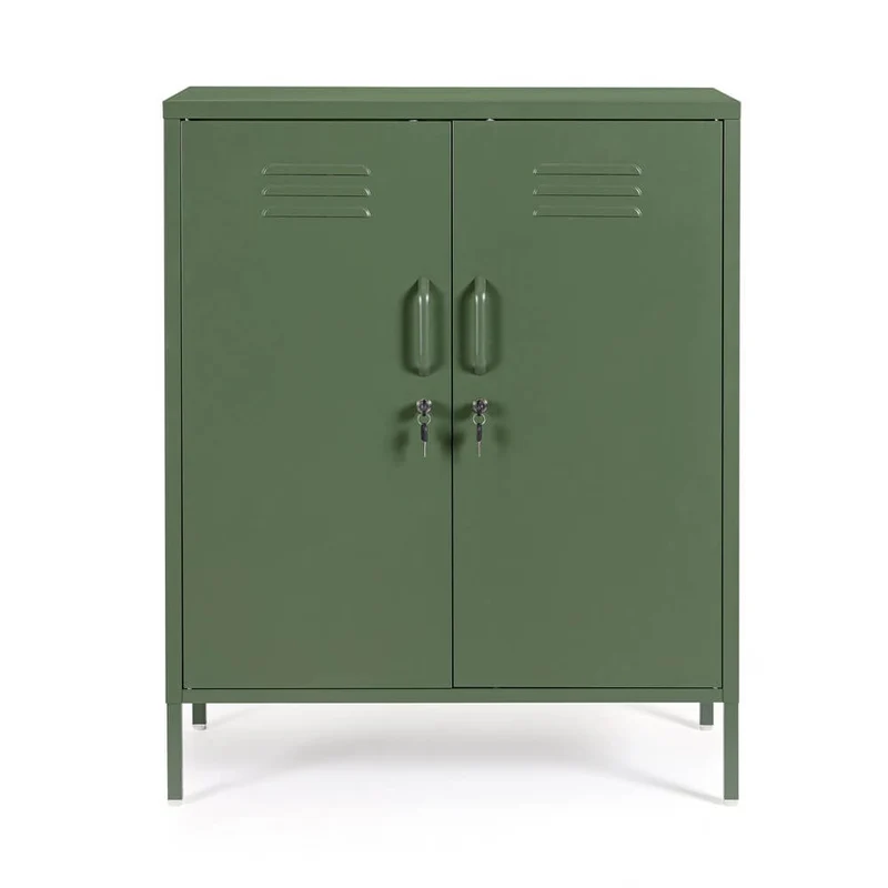 Credenza in Acciaio a 2 Ante Stile Industriale con Ripiani - CLIFTON