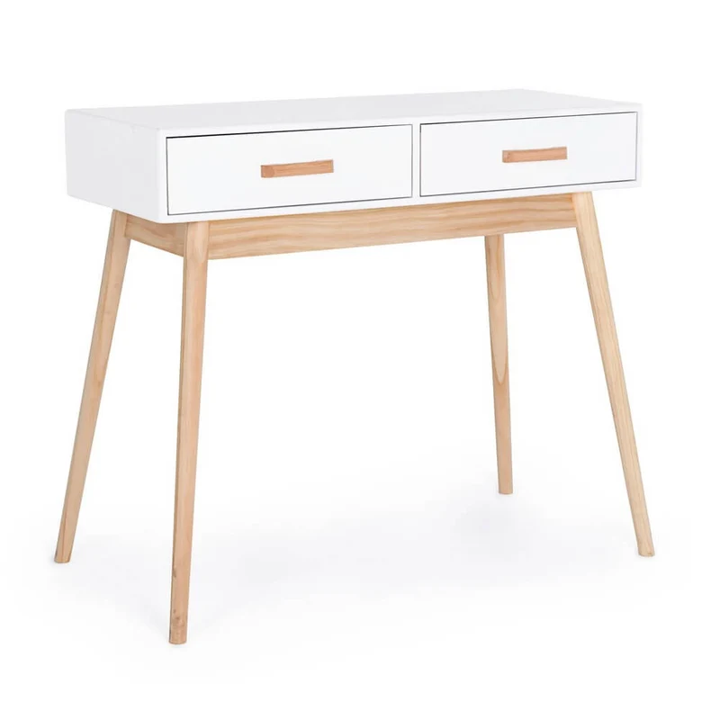 Consolle in Legno con 2 Cassetti Stile Scandinavo Bianco - EXCEPTIONAL