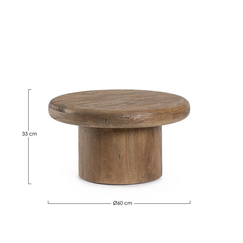 Tavolino da salotto rotondo in legno di mango naturale - CELESTIAL