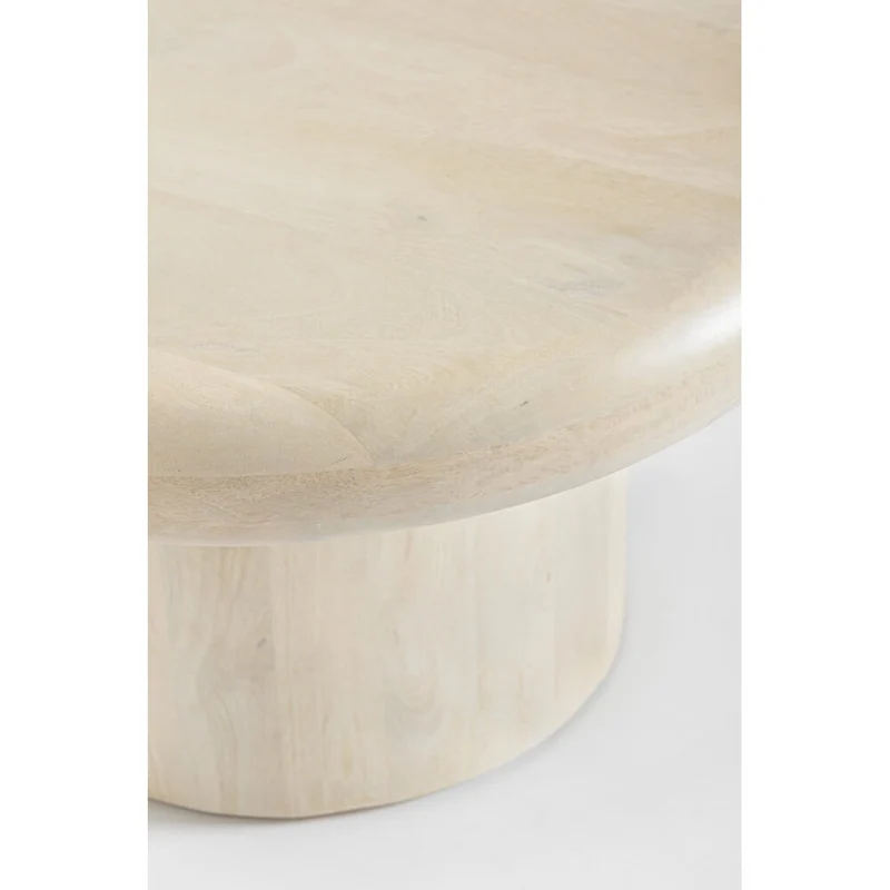 Tavolino rotondo in legno di mango naturale con base cilindrica H33 - CELESTIAL