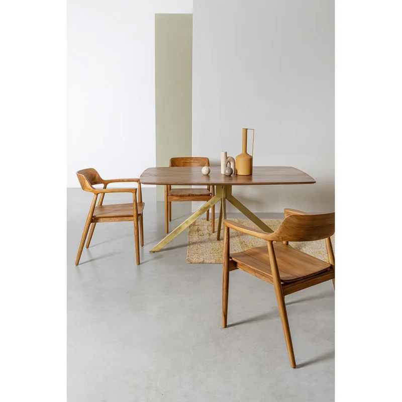 Set di 2 Sedie con Braccioli in Legno di Teak Naturale 59x57 - ELOISE