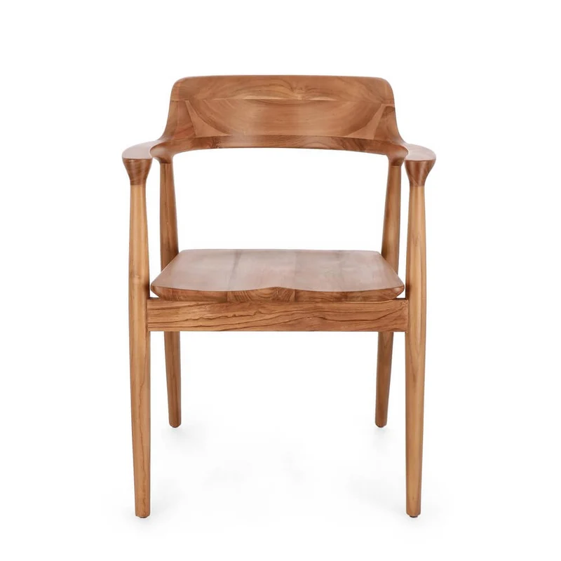 Set di 2 Sedie con Braccioli in Legno di Teak Naturale 59x57 - ELOISE