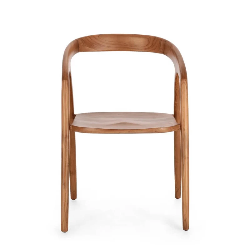 Set di 2 Sedie con Braccioli in Legno di Teak Naturale 54,5x56 - ELOISE