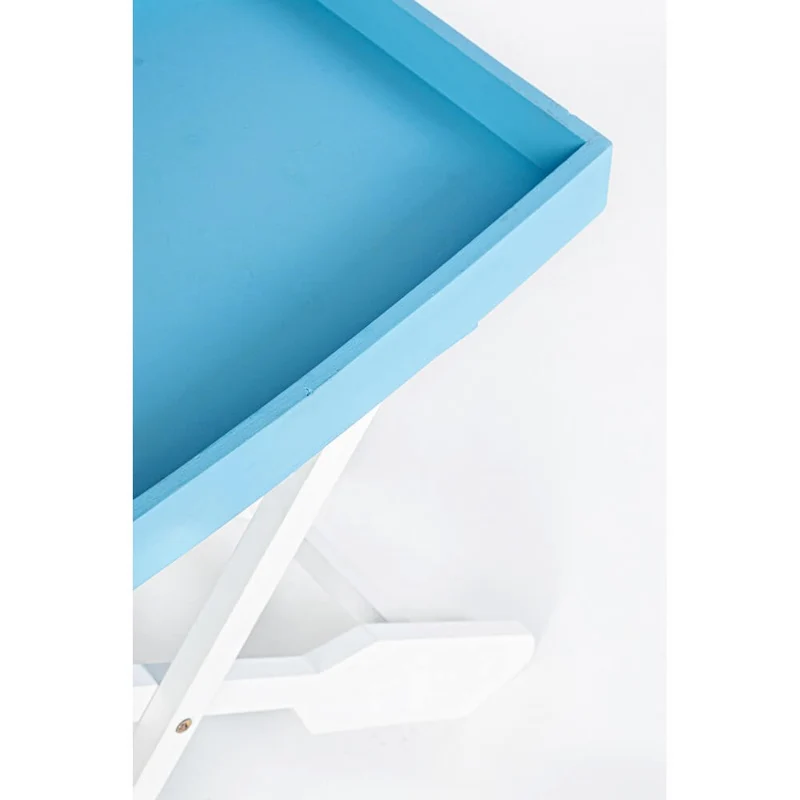 Tavolino Pieghevole in Legno con Vassoio Ovale Azzurro H66 - ELLIOT
