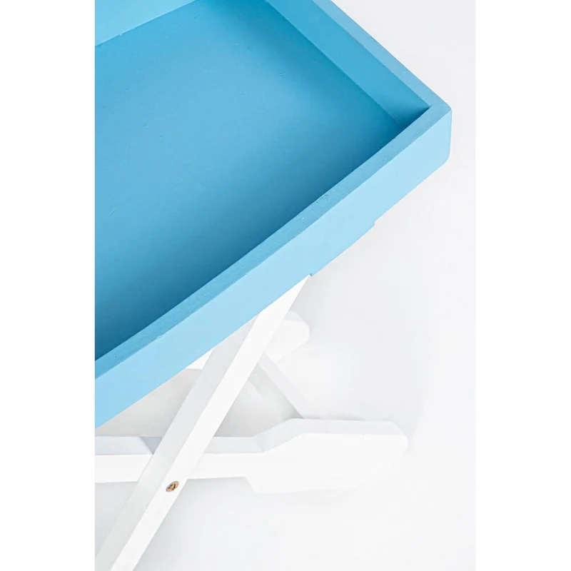 Tavolino Pieghevole in Legno con Vassoio Ovale Azzurro H56 - ELLIOT