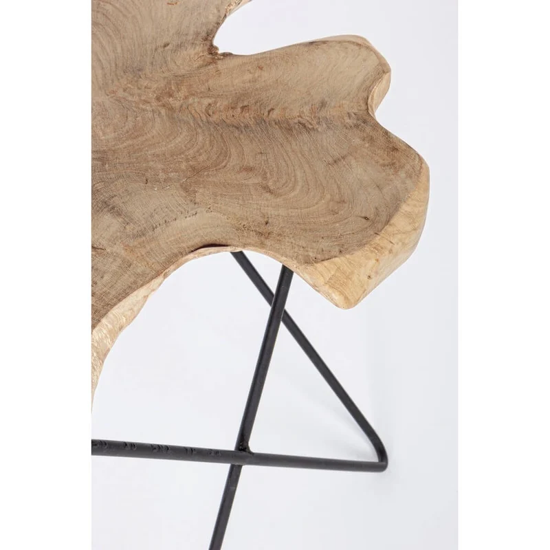 Tavolino in radica di teak naturale con gambe in acciaio nero - APOLLO